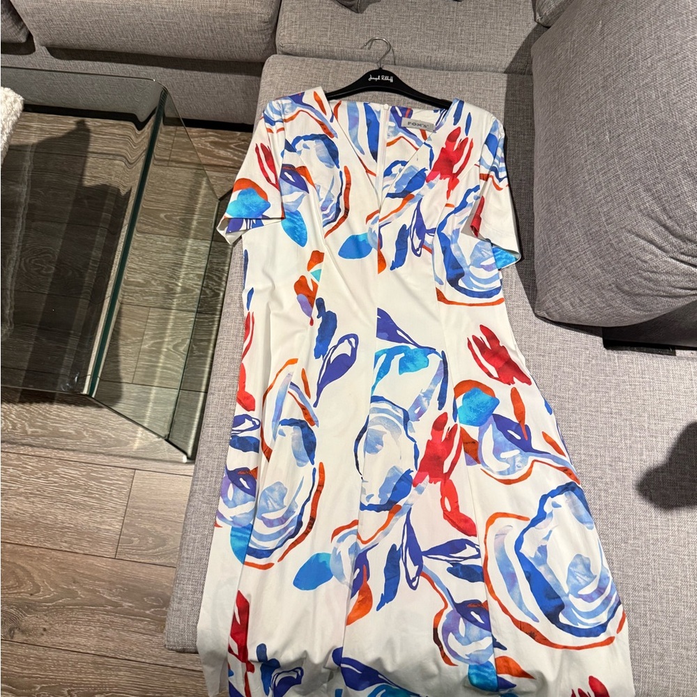 Fox Red and Blue Abstract Maxi Dress